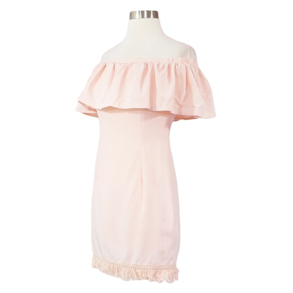 Pink Off shoulder Ruffle Tassel Dress - Picture 6 of 8